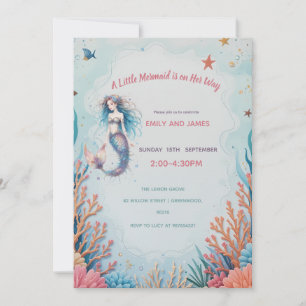 Invitation Une petite sirène est sur son chemin Baby shower o