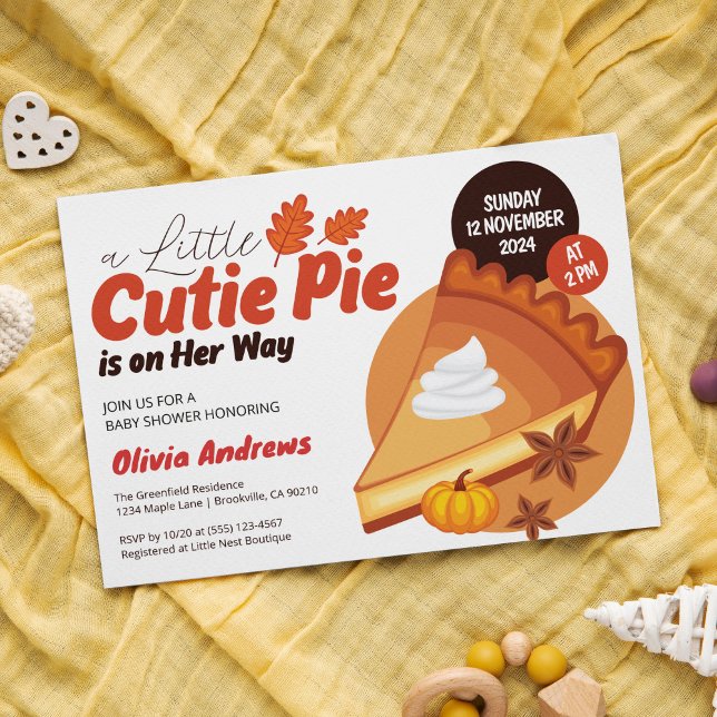 Invitation Une petite tarte à la croûte sur son chemin Baby s (Créateur téléchargé)