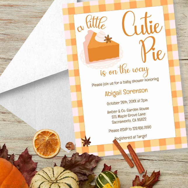 Invitation Une Petite Tarte À La Cutie En vichy Baby shower A (A Little Cutie Pie Gingham Fall Baby Shower Invitation)