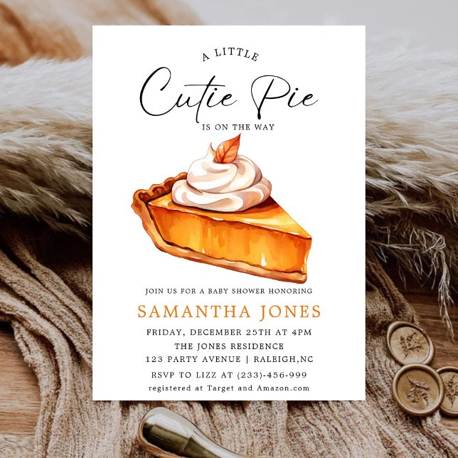 Invitation Une petite tarte mignonne Baby Shower automnal cit (Créateur téléchargé)