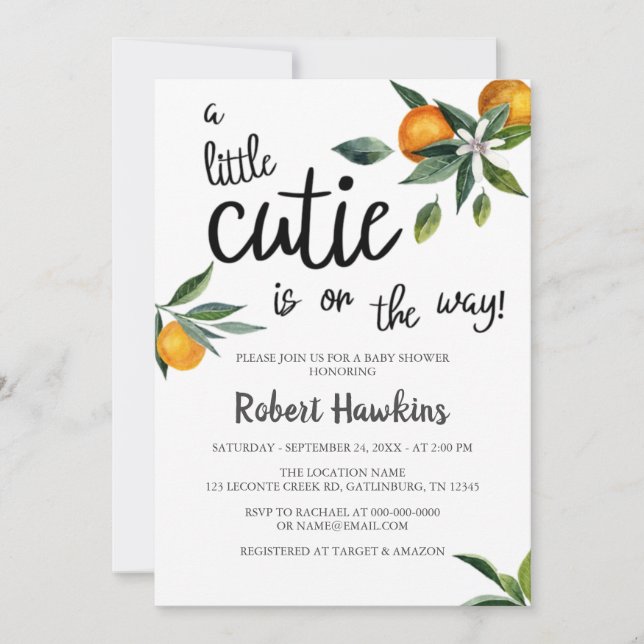 Invitation Une petite ville est sur le Baby shower Way (Devant)