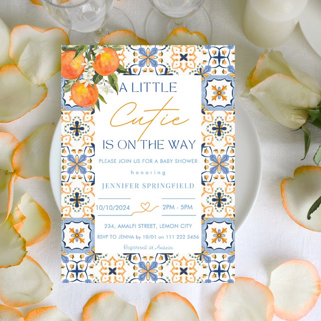 Invitation Une petite ville est sur le chemin Baby shower (A Little Cutie Is On The Way Baby Shower Invitation)