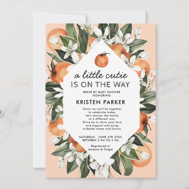 Invitation Une petite ville est sur le chemin de Baby shower  (Devant)