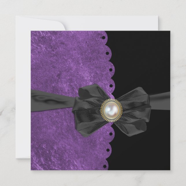 Invitation Une pétoncle violette luxuriante avec des invitati (Devant)