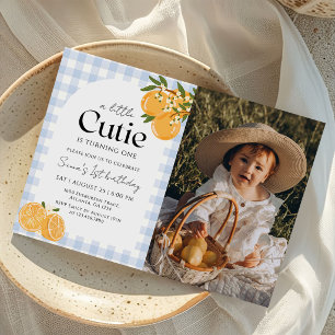 Invitation Une photo de 1er anniversaire Citrus Orange Cutie