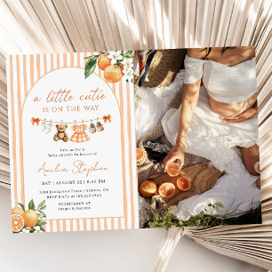 Invitation Une photo de bébé de shower d'orange mignonne