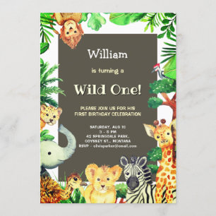 Invitation Une première fête d'anniversaire encadrée par un a