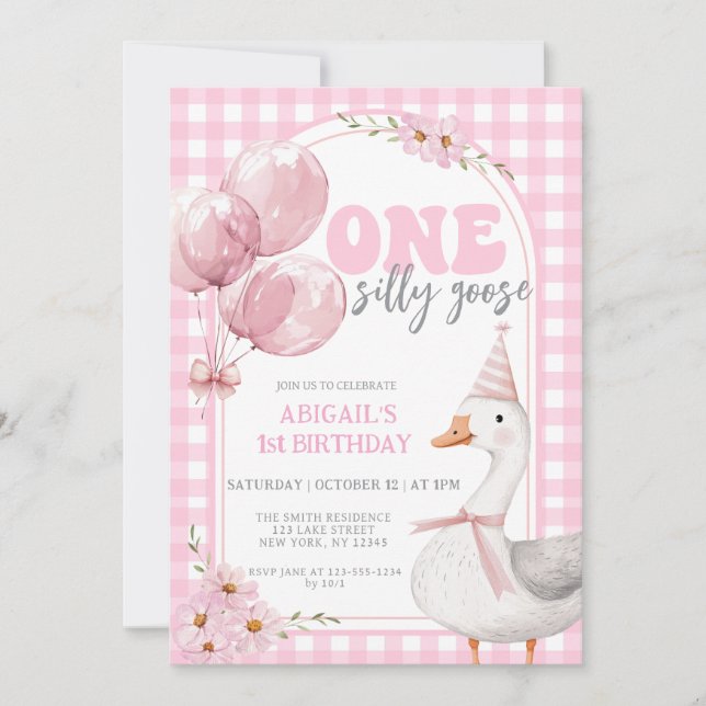 INVITATION UNE ROSE SILLY EN VICHY 1ER ANNIVERSAIRE (Devant)