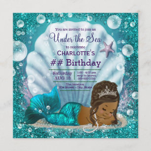 Invitation Une sirène afro-américaine en mer à l'anniversaire