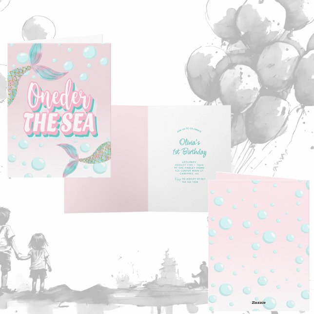 Invitation Une sirène de mer 1er anniversaire (Créateur téléchargé)