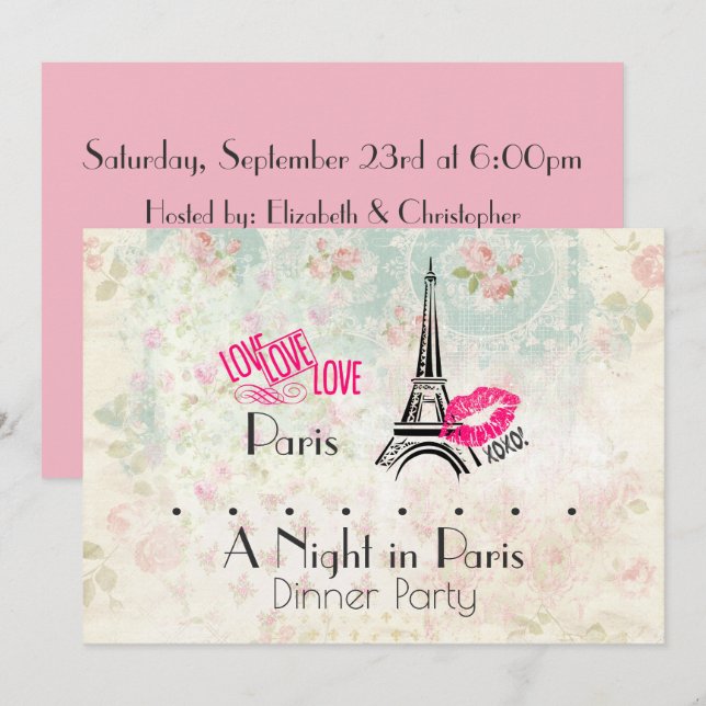 Invitation Une soirée à Paris (Devant / Derrière)