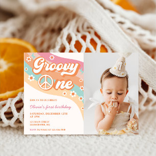 Invitation Une Super Retro Daisy 1ère fête d'anniversaire