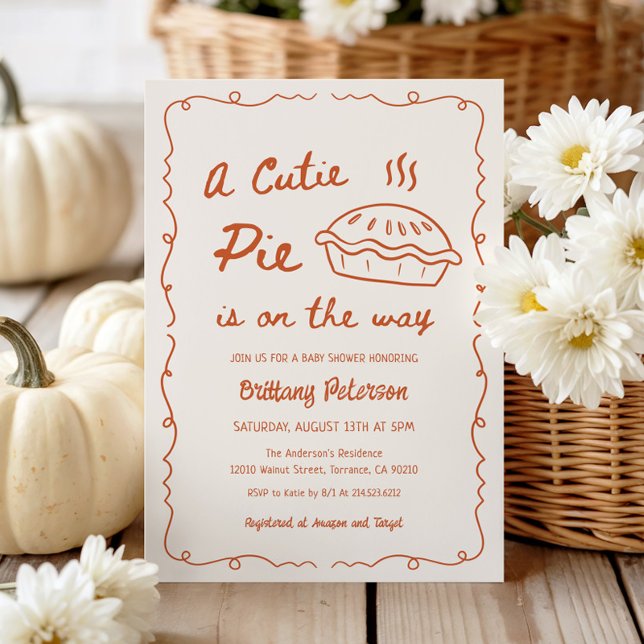 Invitation Une Tarte Cutie Se Trouve Sur Le Chemin Du Baby sh (Créateur téléchargé)