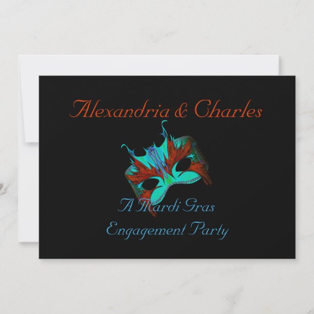 Invitation "Une turquoise/orange de partie de fiançailles de (Devant)