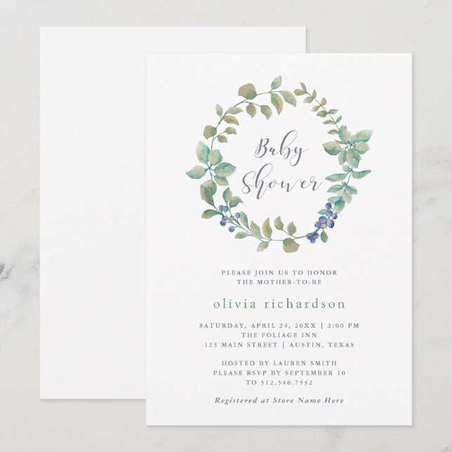 Invitation Une végétation délicieuse | Baby shower (Devant / Derrière)