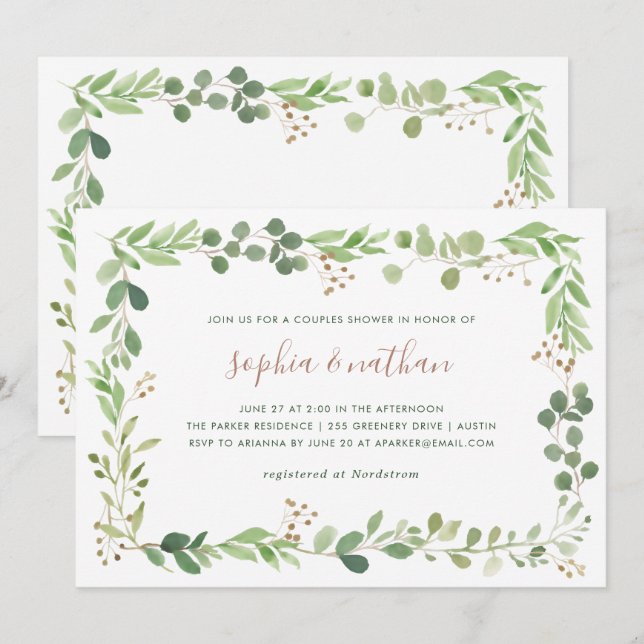 Invitation Une verdure simple | Douche Couples (Devant / Derrière)