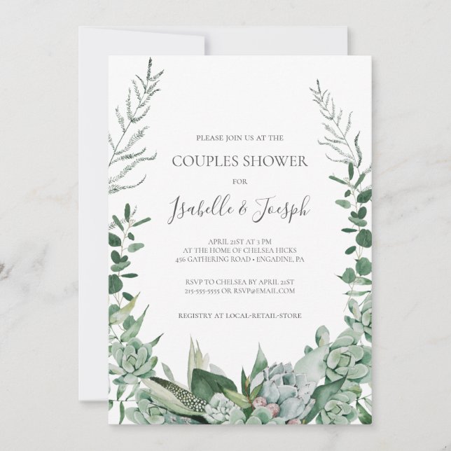 Invitation Une verdure succulente | Douche Couples Vert foncé (Devant)