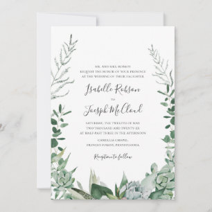 Invitation Une verdure succulente   Mariage de monogramme pho