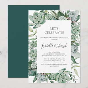 Invitation Une verdure succulente   Vert foncé Fêtons dans
