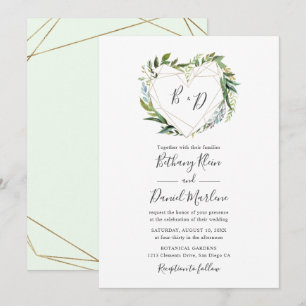 Invitation Une verdure tendance avec Mariage de coeur géométr