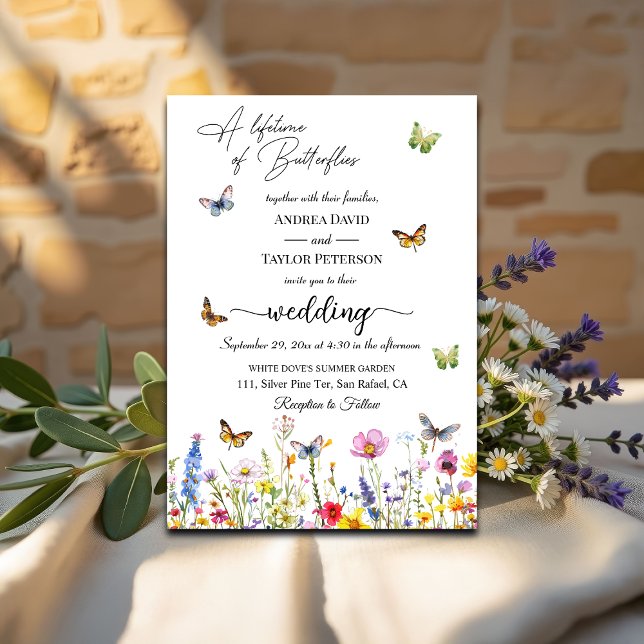 Invitation Une vie de papillons Fleur sauvage Mariage (Créateur téléchargé)