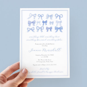Invitation Une vieille nouvelle Fête des mariées de Bows Bleu