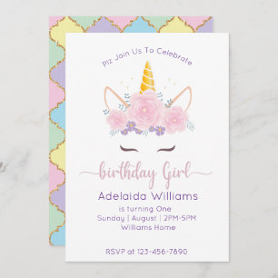 Invitation Unicorn Anniversaire fille