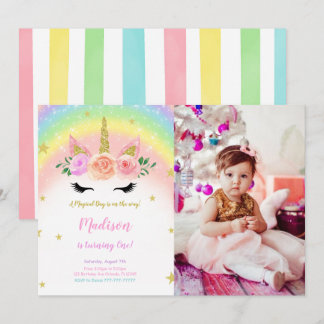 Invitation Unicorn Anniversaire Magique Party Photo Invitatio