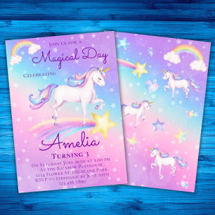 Invitation Unicorn Anniversaire Rainbow Unicorn Anniversaire