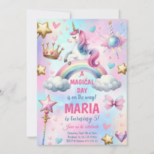 Invitation Unicorn Arc en ciel Magique jour Anniversaire Fête
