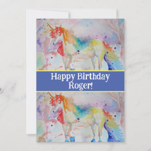Invitation Unicorn Art Enfants garçons Anniversaire Invitatio