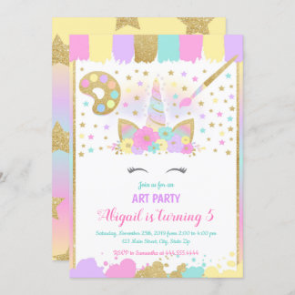 Invitation Unicorn Art Party Anniversaire Invitation, Unicorn