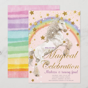 Invitation Unicorn Illustration Party Anniversaire magique