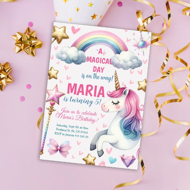 Invitation Unicorn Journée magique Pastel Anniversaire de enf (Créateur téléchargé)