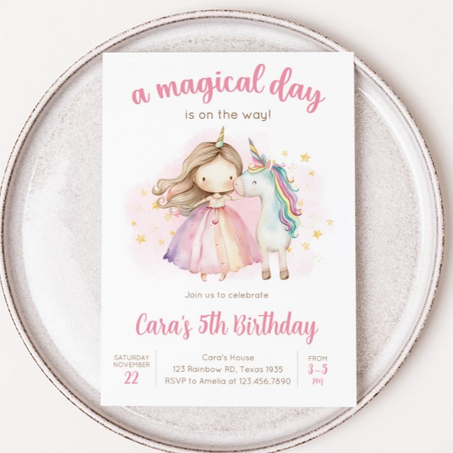 Invitation Unicorn Magical Day Birthday Party (Unicorn Birthday Party Invitation)