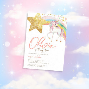 Invitation Unicorn Magique Arc-en-ciel Aquarelle Anniversaire