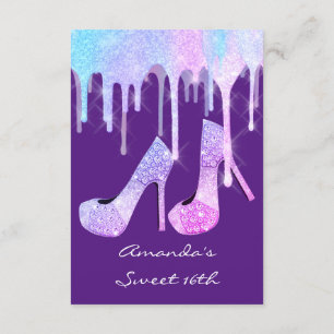 Invitation Unicorn Mermaid Drips Holographique Girly Heels Pu