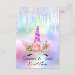 Invitation Unicorn Party 1ème 2ème Bébé Holographe rose viole