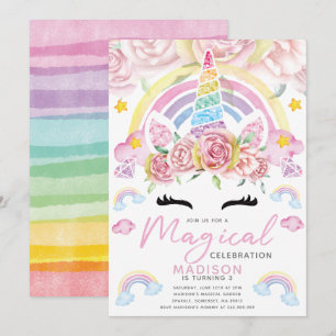 Invitation Unicorn Party Magique Anniversaire