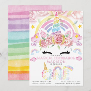 Invitation Unicorn Party Magique Premier anniversaire