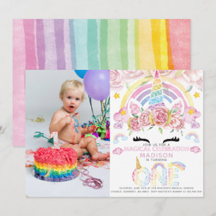 Invitation Unicorn Party Magique Premier anniversaire Photo