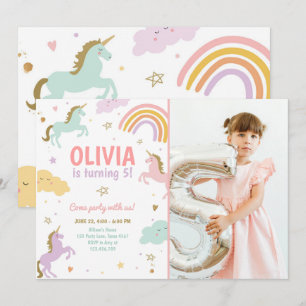 Invitation Unicorn Party Magique Rainbow Unicorn Anniversaire