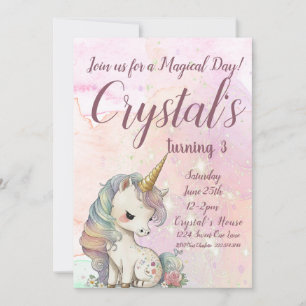 Invitation Unicorn Party, Unicorn 3e anniversaire