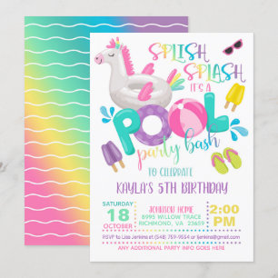 Invitation Unicorn Pool Party