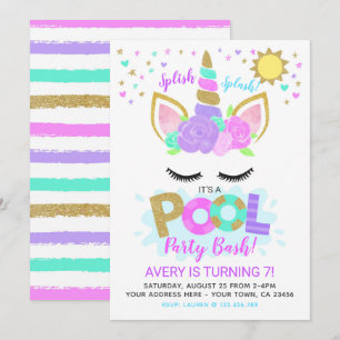 Invitation Unicorn Pool Party