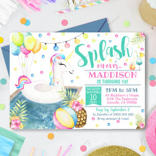 Invitation Unicorn Pool Party Unicorn Float Unicor