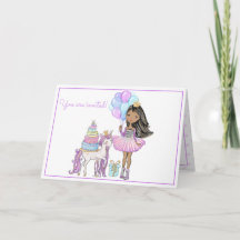 Unicorn Princess Modern Girl Aquarelle Anniversair