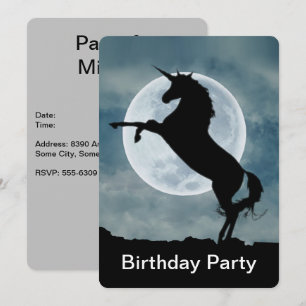 Invitation Unicorn Silhouette Pleine lune Bonne fête d'annive