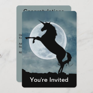 Invitation Unicorn Silhouette Pleine lune Félicitations