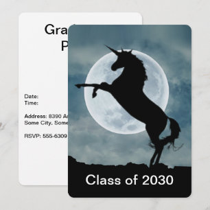 Invitation Unicorn Silhouette Pleine lune Graduation Party